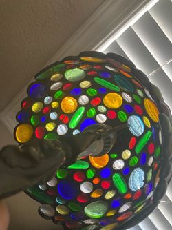 Vintage lamp, Angel holding a Stained Glass Mosaic Table Lamp