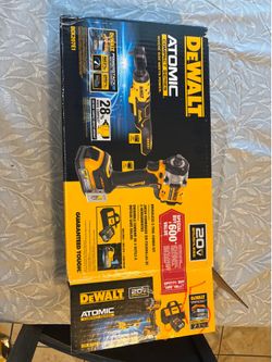 DeWalt Atomic 20V Max 1/2 impact, 3/8 ratchet, 1.7 powerstack battery, charger, and bag
