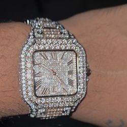 Moissanite Santos Watch 2 Tone 