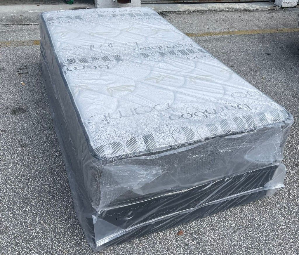 MATTRESS TWIN SIZE PLUSH WITH BOX SPRING 2PCS 🚚🚚🚚