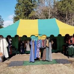 PINK AND GREEN RENAISSANCE TENT COVER