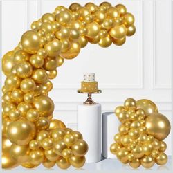 Gold Balloons Garland Kit 132 Pcs 18 12 10 5 Inch Different Sizes Latex Gold Balloon Arch Garland Kit for Birthday Party Wedding Engagement Graduation