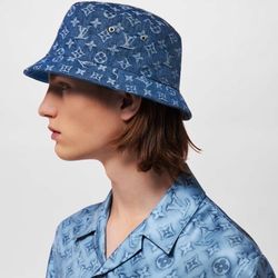 Louis Vuitton LV Denim Canvas Monogram Jacquard Reversible Bucket Hat