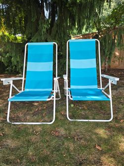 2 Low  To Ground Beach or Concert Chairs