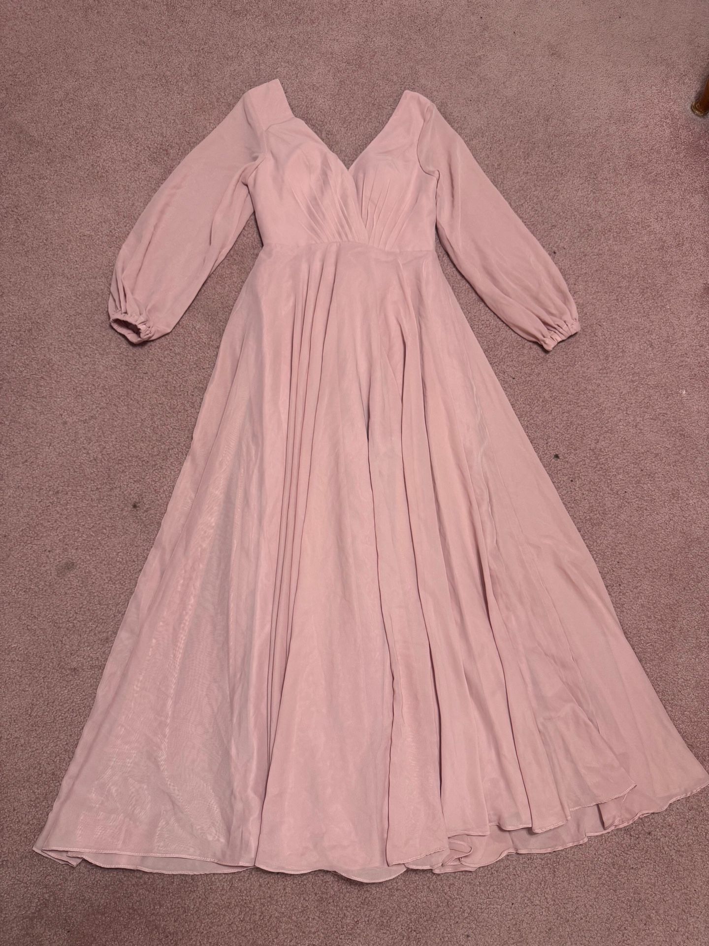 New 8 medium rose blush pink long Flowy formal dress gown evening