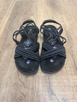 Skechers Memory Foam Black Strappy Sandals