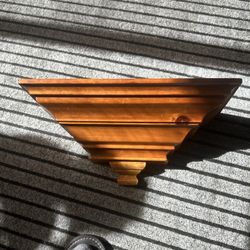 Vintage Mcm Homco Style Wall Shelf, Light Wood, 6x16”