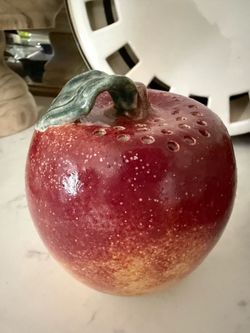 Bev Freeburg Amazing Red Apple Handmade Ceramic Sugar Shaker   Known for her whimsical and unique pottery, Freeburg's pieces are highly collectible an