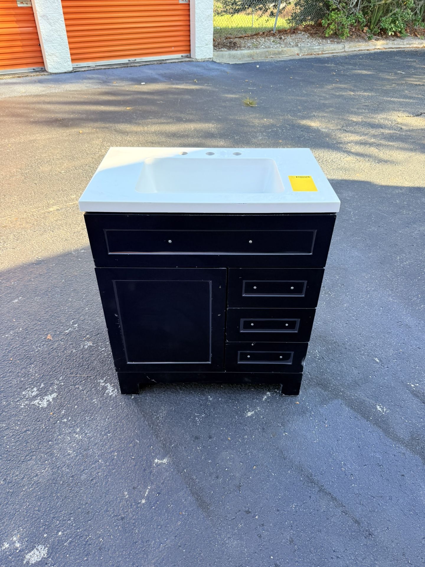 Style Selections Cauley 30-in Black Single Sink Bathroom Vanity with White Cultured Marble Top