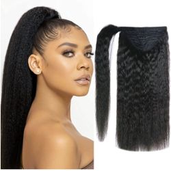 Anrosa Pony 20” inch Kinky Straight #1B 100% virgin human hair