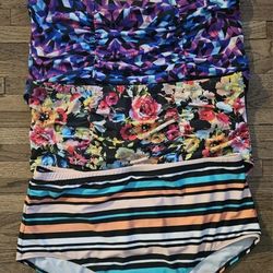 LOT OF 3 TORRID HIGH WEIST SWIM BIKINI BOTTOMS  ONLY  WOMEN ( SIZE  3 XL) 