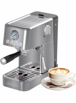20 Bar Espresso Machine with Milk Frother Stainless Steel Coffee Maker, 1350W