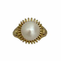 Ring yellow gold 14k. Cultured pearl