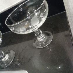 Pretty Pair of 1960s Princess House Heritage Crystal Footed Dessert Glasses #507