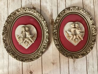 Set Of 2 Vintage Oval Plaques