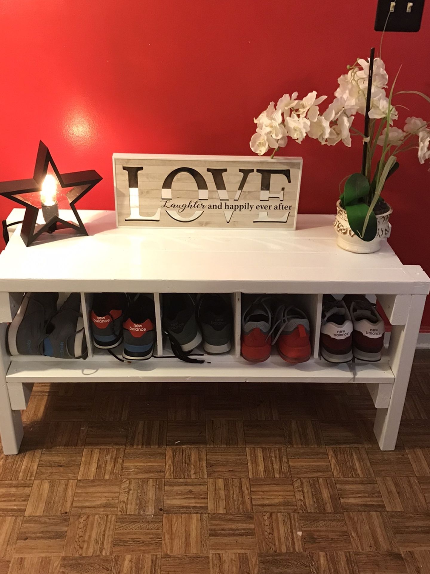 Entryway Bench With 5 Storage Cubbies