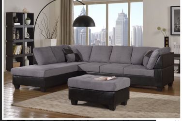 GREY SECTIONAL SOFA NEW IN BOX WITH PILLOWS INCLUDED