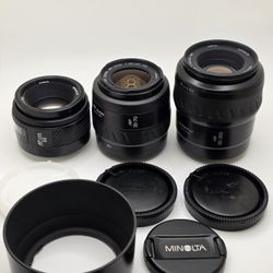 Minolta Maxxum AF Lens Lot 50mm f1.7,  35-70mm, 80-200mm with Manuals