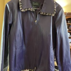 Purple Leather Short Jacket