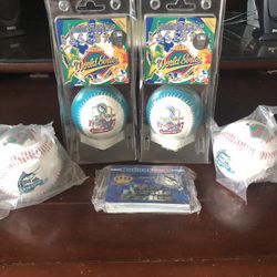 Marlins, Babe Ruth, Ken Griffey Jr. Commemorative Signed Baseballs. In Orignal Package. Florida, Miami. Helmet, Bat, Ball. See Description For Prices