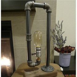 Minimalist Industrial Steampunk Desk Lamp Wood Base