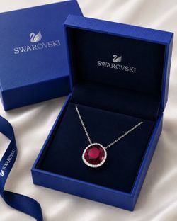 Authentic Swarovski Breeze Red Crystal Necklace - Rhodium Plated Pavé (contact info removed)