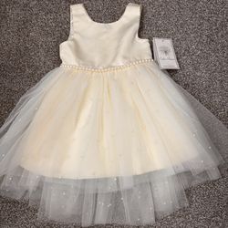 NWT Couture Princess Ivy Butter Pearl Accent Party Dress Flower Girl Wedding Sz 6T