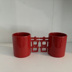 Unique Double Mug Set – Connected Red Coffee Cups (Symbol of Good Luck)