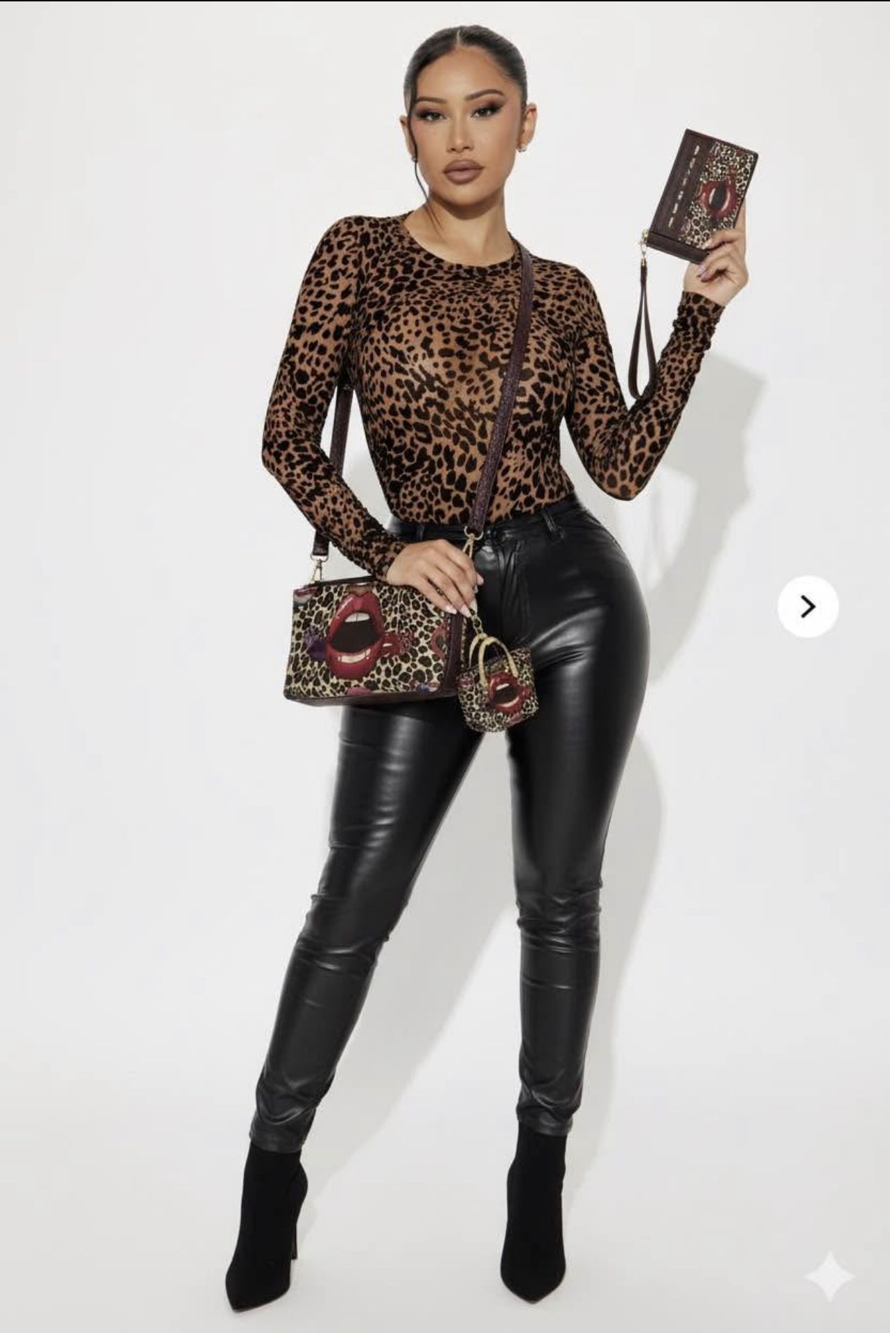 Leopard Lips Crossbody and Wallet Set