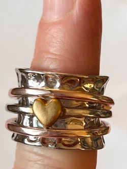Multi - Band Heart Spinner / Anxiety Fidget Ring. Size 8.