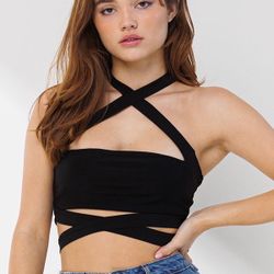 halter cut out crop top 