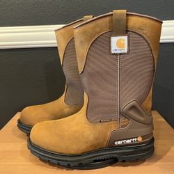 Carhartt Wellington EH Brown Leather Slip On Soft Toe Work Boots Men’s Size 8.5 M