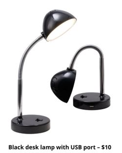 Black desk lamp with USB port 