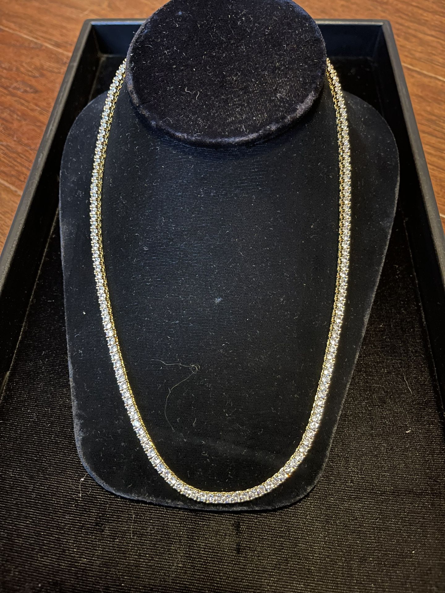 20” Tennis Necklace – 14KT Gold Finish, Designer Look