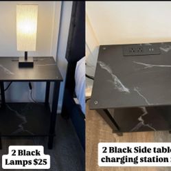 Set of 2 Nightstands with Lamps – Excellent Condition”