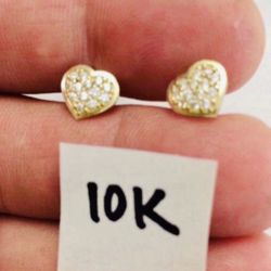 10K Solid Gold Earrings CUBIC ZIRCONIUM STONES For Wedding 