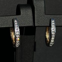 Jewelry 14k two tone gold 1 CTW Diamond Huggie Earrings