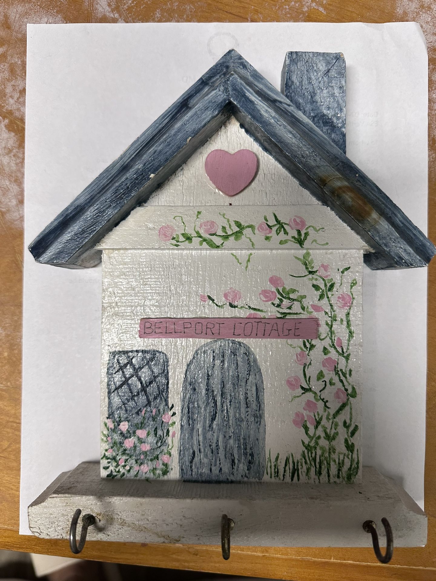 hand-painted wooden wall key house