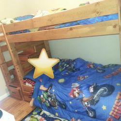 Solid Wood Bunkbed Two Twins With Staircase 