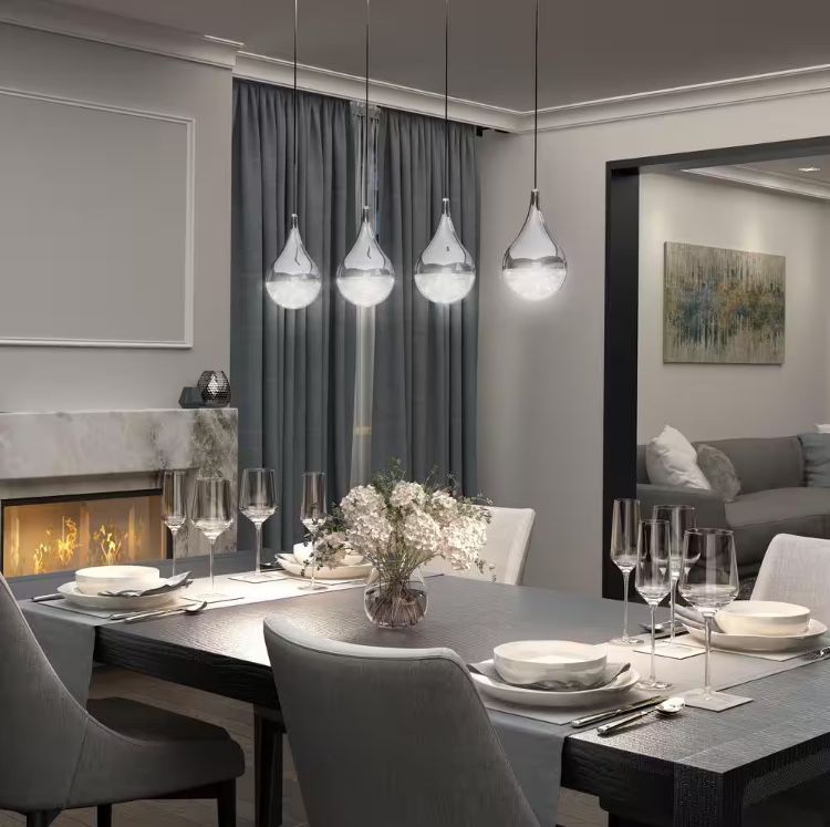 Glitzer 24-Watt 4 Light Chrome Modern Integrated LED Pendant Light Fixture for Dining Room or Kitchen