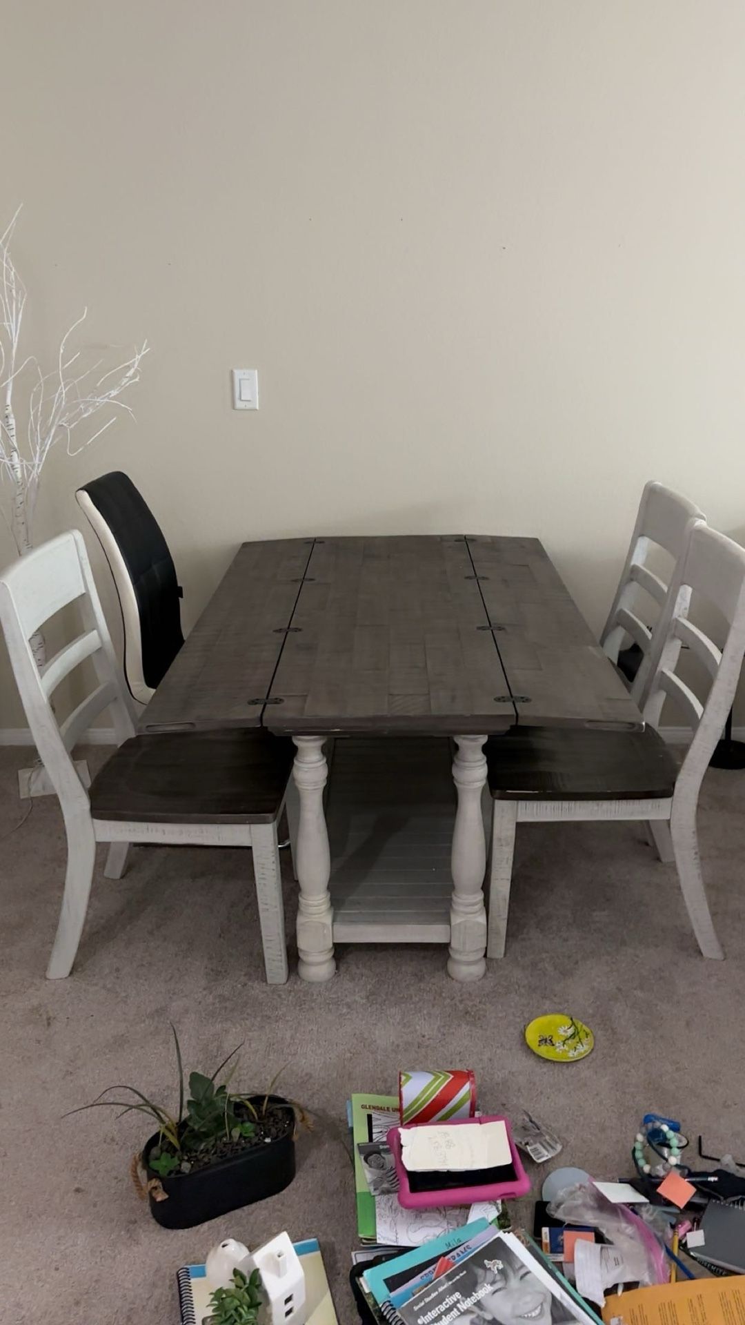 Dining Fold Up Wooden Table With Only 3 Matching Chairs