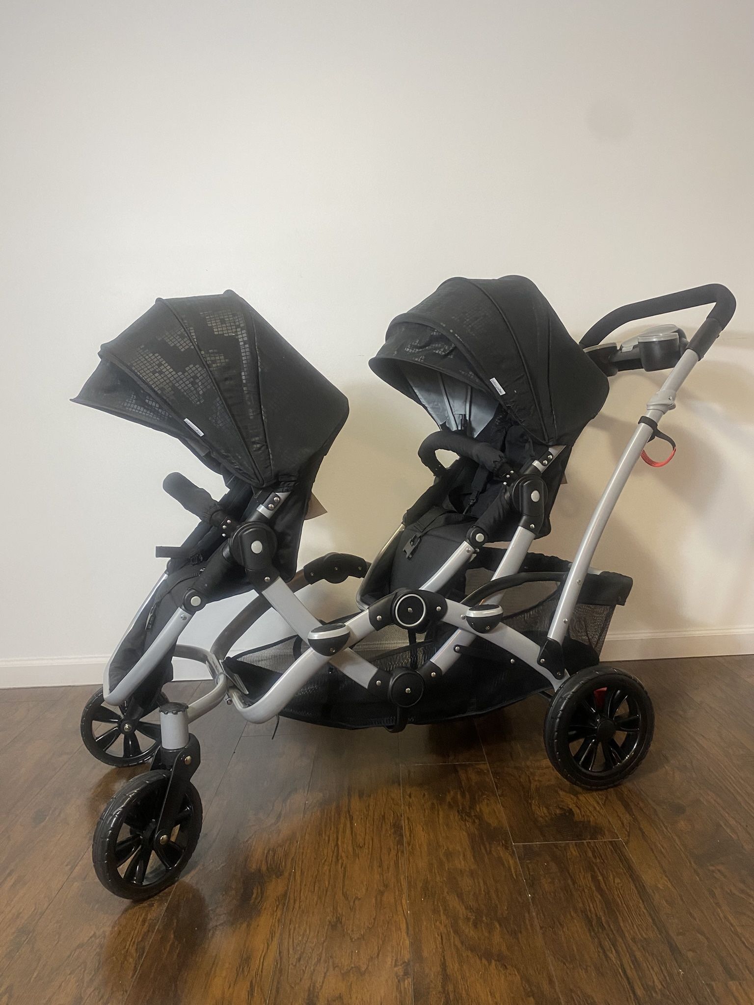 New Dream On Me Track Tandem Double Umbrella Stroller in Black, Lightweight Double Stroller for Infant and Toddler, Multi-Position Reversible & Reclin