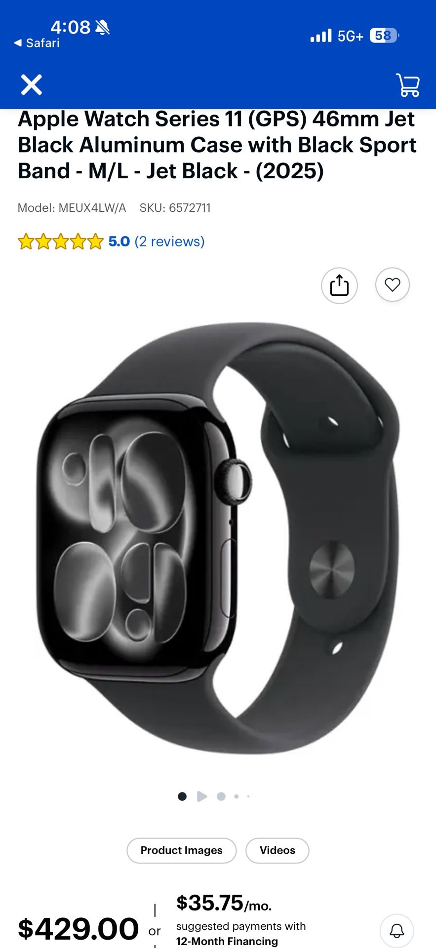 Apple Watch Series 11 46’ Black 2025
