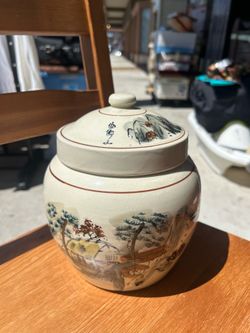 Vintage Asian-style ceramic canister or ginger jar