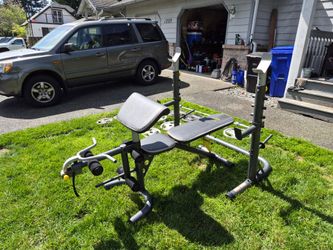 2 Piece weight bench with bar and weights