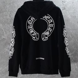 Chrome Blvck Off White Hearts Cross Horseshoe Hoodie Jacket Zip Up Hooded Top Hypebeast Sweatshirt Paris Designer Rhude Trapster L XL XXL