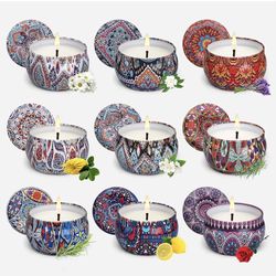 Scented Candles Gift Set, 9-Pack Soy Wax Candle Candle Set, Perfect for Mother's Day Gifts, Portable Travel Jar Scented Candles