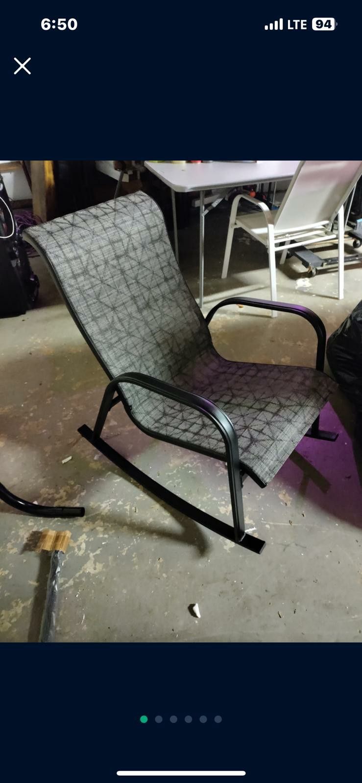 Clihome Single Iron Frame Removable Teslin Rocking Chair Black