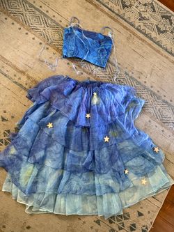 Blue Starry Night Two-Piece Skirt Set