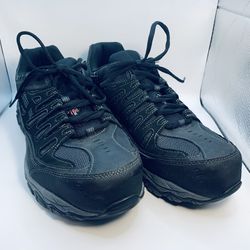 Men’s Steel Toe Sz 12 Black Memory Foam Relaxed Fit Work Shoes